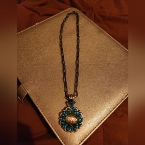 copper and crystal concho pendant necklace